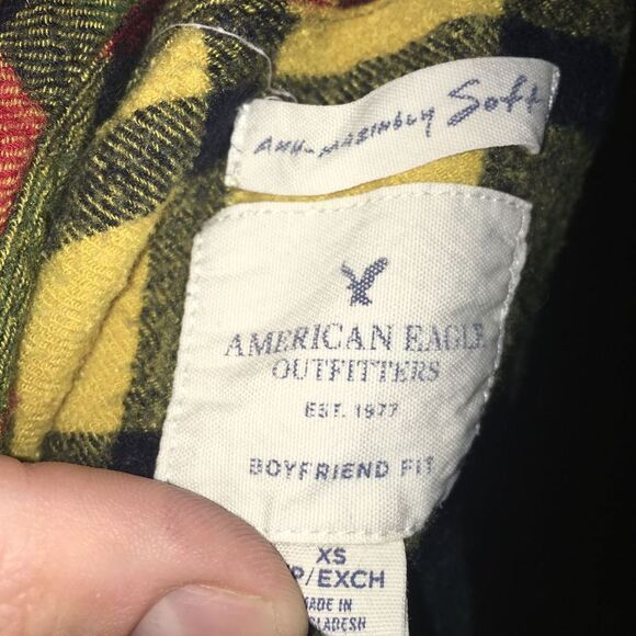 American Eagle Ah-mazingly soft lumberjack flannel boyfriend fit XS shirt - Picture 3 of 3